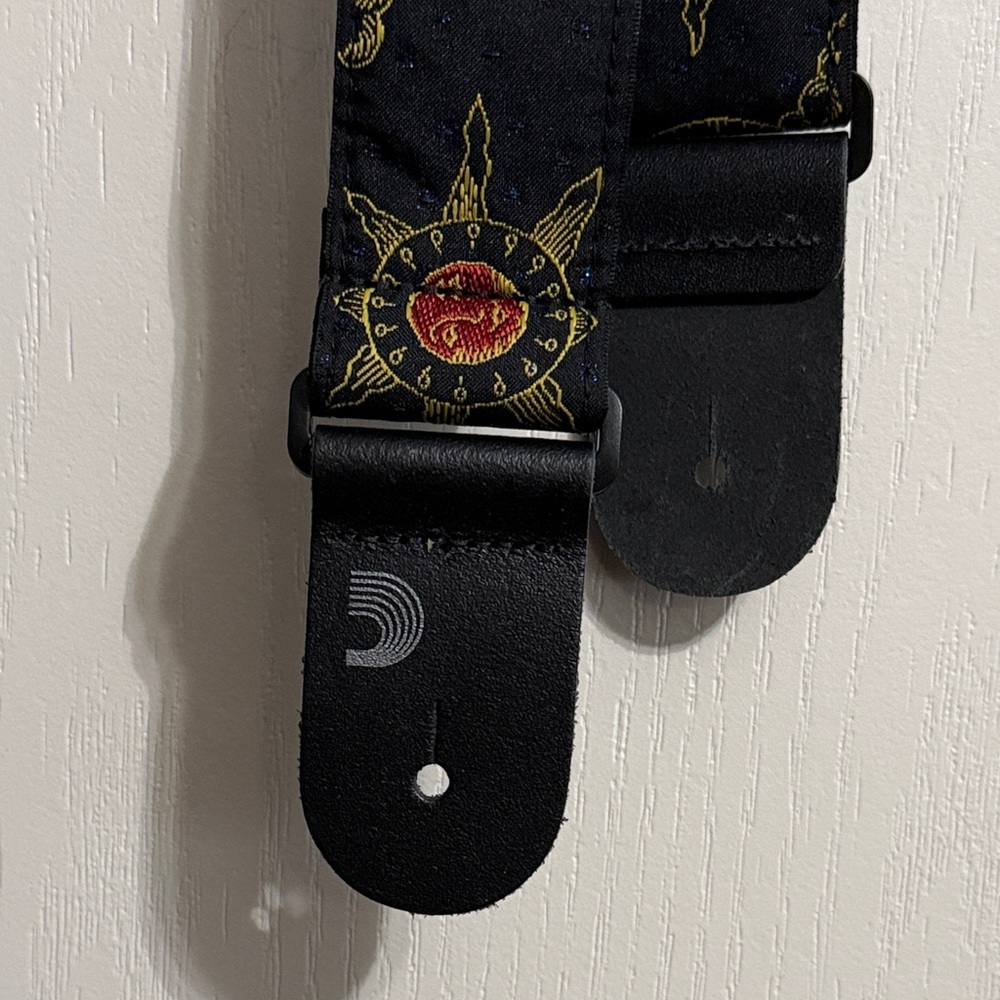 💙D'Addario 50mm Nylon Black Gold Sun & Moon Celestial Guitar Instrument Strap‎ - Picture 3 of 5